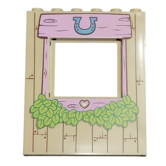 LEGO Barn Wall Window Tan 15627pb002 Pony Farm 10674 Horseshoe Wood Replacement - Picture 1 of 2